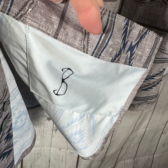 Ariat VentTEK Outbound Classic LS Shirt Grey Navy Southwestern Aztec Mens L T - Picture 5 of 14